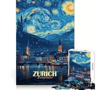 Zúrich, Suiza Rompecabezas Estilo Noche Estrellada para Adolescentes, 1000 Piezas Un Reto Mental Entretenimiento Agradable Bordes Lisos Ideal (38x52cm)