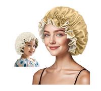 ZURLEFY Gorro de satén para mujeres durmientes, gorro de seda de doble capa para niñas y niños, gorro de noche rizado, 1, Large