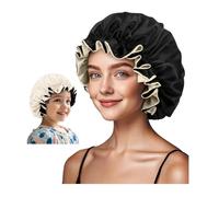 ZURLEFY Gorro de satén para mujeres durmientes, gorro de seda de doble capa para niñas y niños, gorro de noche rizado, 12, Large
