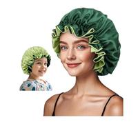 ZURLEFY Gorro de satén para mujeres durmientes, gorro de seda de doble capa para niñas y niños, gorro de noche rizado, 9, Large