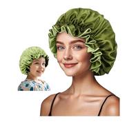 ZURLEFY Gorro de satén para mujeres durmientes, gorro de seda de doble capa para niñas y niños, gorro de noche rizado, 10, Large