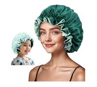 ZURLEFY Gorro de satén para mujeres durmientes, gorro de seda de doble capa para niñas y niños, gorro de noche rizado, 2, Large