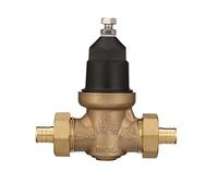Zurn 34-NR3XLDUPEX Válvula reductora de presión de agua de campana de plástico sin plomo, 3/4 "doble unión FNPT con conexión macho Pex, bronce