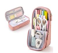 ZUROJ Estuche Funda de lápiz, Caja de lápices de Doble Capa Multifuncional, Caja de lápiz Vertical con Cremallera, Almacenamiento de Gran Capacidad-3 Colores Estuche para lápices(A)