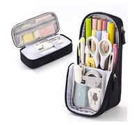 ZUROJ Estuche Funda de lápiz, Caja de lápices de Doble Capa Multifuncional, Caja de lápiz Vertical con Cremallera, Almacenamiento de Gran Capacidad-3 Colores Estuche para lápices(B)