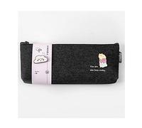 ZUROJ Estuche Funda de Lienzo de Lona Gris/Negra con 2 Broche de Metal Lindo Papelería de papelería de Gran Capacidad for Estudiantes Bolsas de lápiz con Cremallera Estuche para lápices(Zwart,1pack)