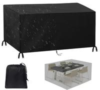 ZUROJ Funda para Muebles de Jardín Impermeable,130x60x65cm/LxWxH Tela Oxford 600D, Anti Viento, Anti UV Funda Protectora Mesa Exterior con Hebilla a Prueba de Viento, Rectangular, Negro