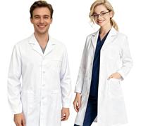 ZusFut Bata Laboratorio Mujer Hombre Batas Blancas Algodón Uniformes Sanitarios Lab Coat Medico Enfermeria Quimica Estudiantes Disfraz