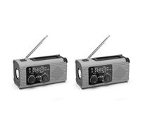 ZUSNEEWIN 2X Radio Meteorológico de Emergencia, Radio de Alerta Meteorológica de 4000 MAh con Carga Solar, Manivela y Carga USB, Radio Am/FM - Gris
