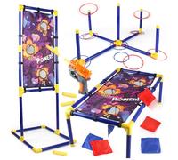 ZUSUZU Juego de Disparos para Niños de 6 7 8 9 10 11 12 Años, 3 in 1 Bean Bag Toss & Shooting & Ring Toss Game Set, Juguetes de Actividades en Jardín Interiores y Exteriores