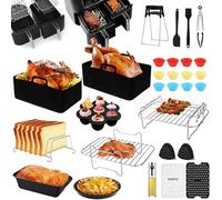 ZUSUZU Kit de Accesorios para Freidora sin Aceite,128pcs Molde Silicona Freidora de Aire para Ninja Foodi,Accesorios Freidoraes sin Aceite Accesorioss Freidoras de Aire,Freidoras de Aires Dual Zone