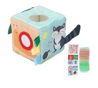 ZUUOZBYY Caja de pañuelos para bebés Juguete Suave Aprendizaje temprano Coordinación Mano-Ojo Caja de pañuelos sensoriales para bebés amigable con la Piel Colorida (Estilo 1 (Madera de Sauce))