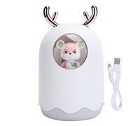 ZUUOZBYY Humidificador De Aire Silencioso Que Funciona con Luz Ambiental Colorida Enchufe USB Nano Mist Maker Tipo De Cuerno De Ciervo De Navidad (Blanca)