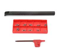 ZUUOZBYY S12m sDUCR0 Portaherramientas de torneado y ranurado para torno, 10 insertos de carburo DCMT0702, llave
