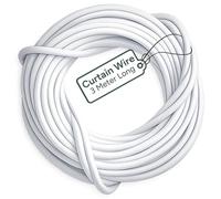 Zuvo Alambre de Cortina con Ganchos y Ojales - 3 m Extra Fuerte con 4 Ganchos y Ojales - Kit de Alambre de Cortina, Color Blanco