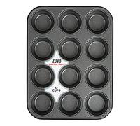 Zuvo Bandeja antiadherente para 12 magdalenas, sin BPA, apta para lavavajillas, color negro