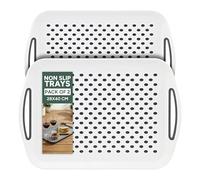 Zuvo Bandeja Antideslizante para Servir Alimentos con Asas (Juego de 2), plástico sin BPA, Ligera y Duradera, bandejas Antideslizantes para sofá para Comer y Beber (Blanco)