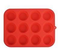 Zuvo Bandeja de silicona para magdalenas, 12 tazas, bandejas antiadherentes para hornear cupcakes y brownies (23 x 31 cm), moldes rojos para hornear magdalenas
