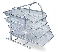 Zuvo Organizador de escritorio de malla de 4 niveles, bandeja de cartas, organizador de escritorio de oficina, archivos, almacenamiento de papel, colección de relleno de malla para uso en el hogar