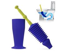 Zuvo Plunger for Unblocking Potente desatascador Eliminar Cualquier Bloqueo en inodoros y desagües, émbolo Azul y Amarillo con Cubo Gratis