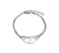 ZUWIJEQ 1 pcs esposas tobilleras, Tobillera de Esposas Abierto, Tobilleras Esclavas Colgantes con Esposas Handcuff para Novia, Regalo Dia de Aniversario, Joyas Personalizadas para Hombre Mujer