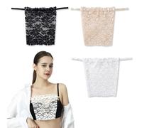 ZUWIJEQ 3 Pcs Cubre Escote Mujer,Camisola de Encaje con Clip para Escote Pronunciado,Panel de Modestia Ajustable,sujetador antiarrugas escote,Accesorio Elegante para Ropa Interior(Blanco, Negro, Nude)