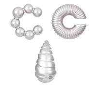 ZUWIJEQ 3pcs Mujer Chunky Ear Cuff, Pendientes sin Agujero para Mujere Ajustables, Clip Falsos Hipoalergénicos, Oreja Helix Puños de Cartílago Plata