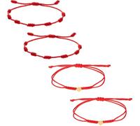 ZUWIJEQ 4 Pcs Pulseras de Hilo Rojo con Nudos, Regalo Romantico para Parejas. Pulseras Parejas hilo rojo del destino,Pulsera Hilo Rojo de la Suerte,Pulsera Ajustable símbolo de la Amistad y el Amor