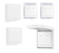 ZUWIJEQ 4 Pcs Tipo 86 Tapa Enchufes Bebe de Estanco Exterior Pared, Autoadhesivo Cubierta Toma Corriente,Protector Pared Interruptor Luz, Protector Enchufes para Bebes para de Baño, Cocina, Dormitorio