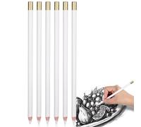 ZUWIJEQ 6 Pcs Blanco Lápiz de Borrar Suave Fácil de Transportar e Sujetar de Madera para un Borrado Fino para Dibujo, Alto Brillo, Bocetos y Manualidades para Artistas, Estudiantes y Profesionales