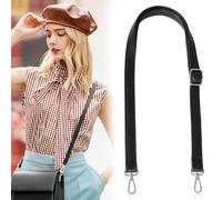 ZUWIJEQ Correa de piel auténtica, correa ajustable para el hombro, correas ajustables, correa de piel sintética para el hombro, bolsos, bandolera, correa de repuesto (negro)