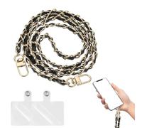 ZUWIJEQ Correa Movil de Cuero Pu, Cuerda para Movil Colgar Universal, Colgante de Metal para Movil con 2 Parches, Cordón para Movil para Smartphone,Cordon Movil Manos Libres (Negro)