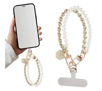 ZUWIJEQ Correa Para Teléfono Móvil Con Cuentas,Colgante Movil,Cadena De Teléfono Bohemia,Perla Cordón Para Teléfono Con Cadena De Cuero Metal Et Flores,Antipérdida Móvil Colgante Para Teléfono Móvil