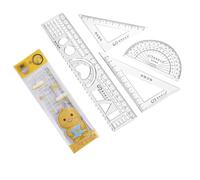 ZUWIJEQ Juego de geometría, juego con regla de 20 cm, cuadrado de 60° de 10 cm, cuadrado de 45° de 10 cm, goniómetro de 180° para la escuela, estuche incluido,escuadra y cartabon,reglas dibujo tecnico