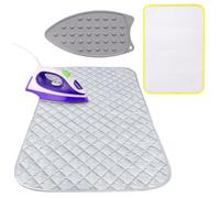 Zuxbolf 1 Manta para Planchar en Mesa de 85 x 45 cm y 1 Tela de Malla para Planchar Ropa Delicada y 1 Suela Protectora de Silicona para Plancha Alfombrilla de Planchado Portátil y Resistente al Calor