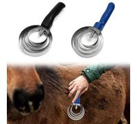 Zuxbolf 2 Cepillos Rascadores para Caballos Cepillo para Quitar Pelo Muerto de Caballo de Doble Cara de Dientes Cortos o Largos Cepillo de Limpieza de Caballo con Mango Giratorio para Barros Secos
