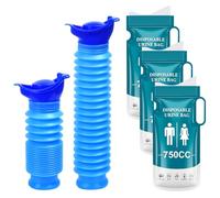 Zuxbolf 2 Urinarios Portátiles de 750 ml y 3 Bolsas de Orina para Viaje con Buena Absorción Orinal Portátil para Camping Reutilizable Orinal de Emergencia para Adultos y Niños para Coche Barco