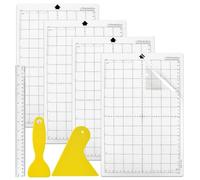 Zuxbolf 4 Tapetes de Corte de 33,6 x 22,5 cm con 1 Regla y 2 Raspadores Base de Corte para Manualidades con Adherencia Media Alfombrilla de Corte Compatible con Silhouette Circut