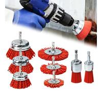 Zuxbolf 8 Piezas Cepillos de Nailon,Cepillos Abrasivo para Taladro Alambre de Nailon con Vástago de 1/4",8 Tamaños Accesorio de Lijado para Taladro Cepillo de Alambre para Limpiar y Eliminar Corrosión