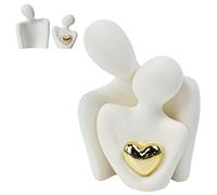 Zuxbolf Estatuilla Romántica de Pareja,Mini Estatua de Pareja Figura de Amor Cerámica Blanca Moderna Pequeños Decoración para Aniversario de Boda Adornos Escultura de Regalo para Salón,Dormitorio