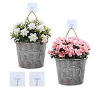 Zuxbolf Maceteros Colgantes de Pared,2 Piezas Macetas Pared Maceteros Colgantes de Metal con 4 Ganchos,Maceta de Metal Vintage Pequeña Macetero Decorativo para Colgar en Pared Exterior Interior Jardín