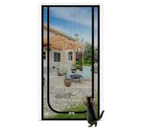 Zuxbolf Mosquitera de Puerta para Gatos Adhesiva con Cremallera Red de Protección de Gatos para Puerta de Terraza de 90 x 200 cm Malla Protectora de Puertas para Gato Anti Arazaños para Ventilar