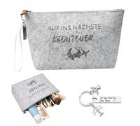 Zuxbolf Neceser de Maquillaje para Viaje con Llavero Decorativo de Ángel Guardián Bolsa de Aseo para Viaje de Fieltro Impermeable Neceser de Aseo con Cremallera Bolsa de Maquillaje para Viajar