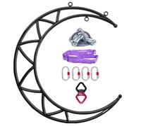 ZUXIAZH Lyra Hoop Black, Kit Completo de aro aéreo para Montaje en el Techo, aro de Columpio aéreo Profesional para Yoga, Fitness, espectáculos y Circo