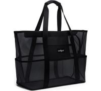 ZUXNZUX Bolsa Playa Grande XXL Familiar, Bolsa Cremallera Playa Malla, Lavable Resistente a La Arena Plegable Transpirable Juguetes Viaje