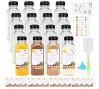 ZUYIST Botellas Vacías Reutilizables de 350 ml, 16 Botellas de Plástico con Tapas de Sellado, Material PET, para Jugo, Leche, Agua, Batidos, Incluye Embudo y Cepillo de Limpieza