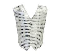 ZUYPSK Chaleco de lentejuelas para niños con purpurina, unisex, chaqueta corta, jazz, danza, festivo, hip hop, fiesta, boda, chaleco de traje, rendimiento, plata, 160