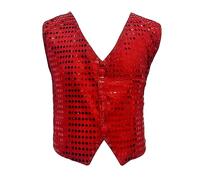 ZUYPSK Chaleco de lentejuelas para niños con purpurina, unisex, chaqueta corta, jazz, danza, festivo, hip hop, fiesta, boda, chaleco de traje, rendimiento, rojo, 110