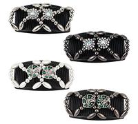 ZUYYON 4 peines mágicos para el cabello, peines elásticos con cuentas dobles para el cabello, peinetas laterales para hacer moños, accesorios de peinado para mujeres y niñas (árbol de flores)