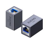 ZUZONG Acoplador Ethernet RJ45 de 10 GB, acoplador en línea de 10 Gbps para Cat8/Cat7/Cat6a/Cat6/Cat5e/Cat5 Ethernet adaptador extensor de cable para PC, router, módem, PS5, Xbox, hembra a hembra (2
